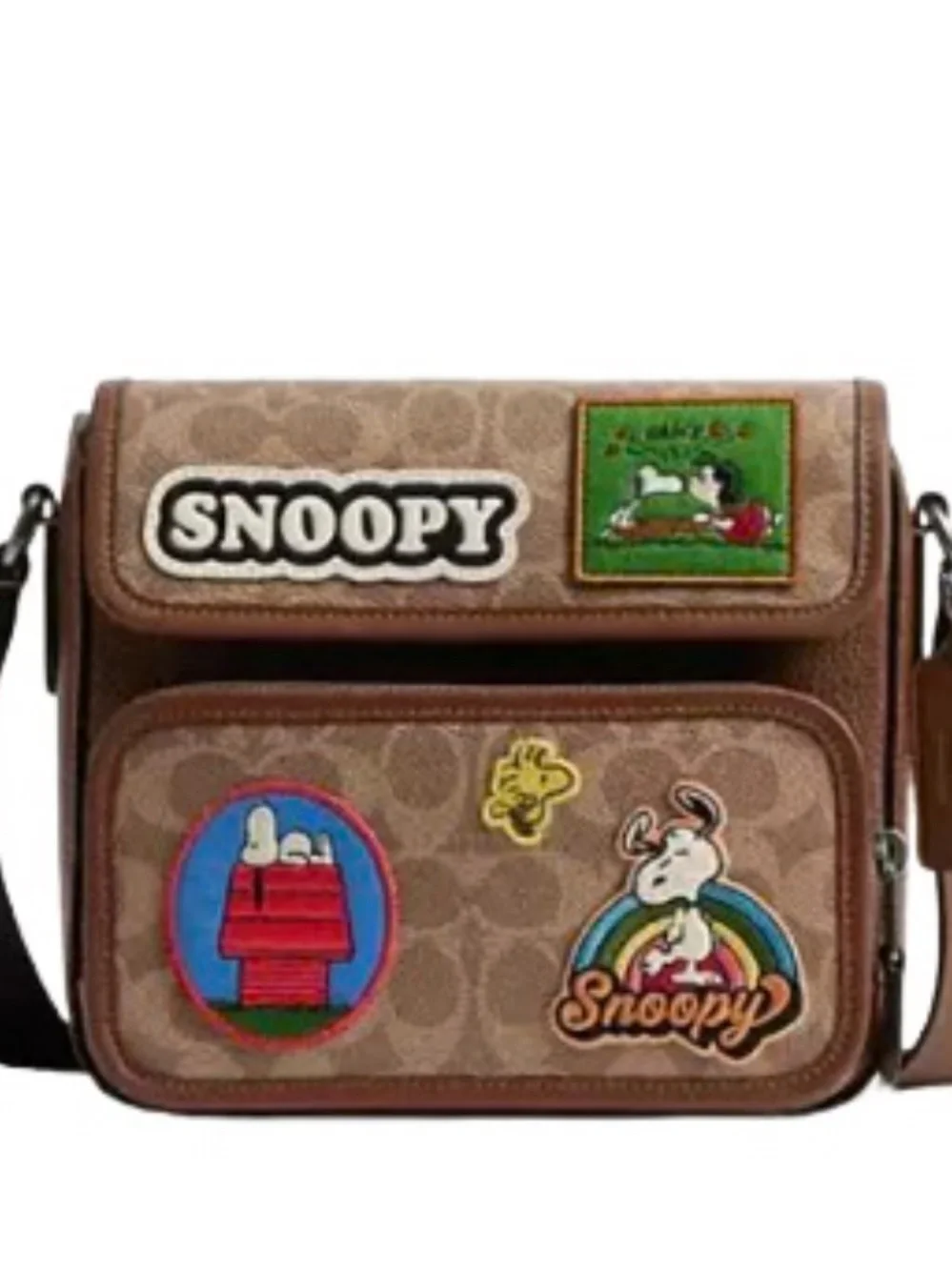 NWT COACH X PEANUTS SULLIVAN FLAP CROSSBODY BAG IN SIGNATURE CANVAS